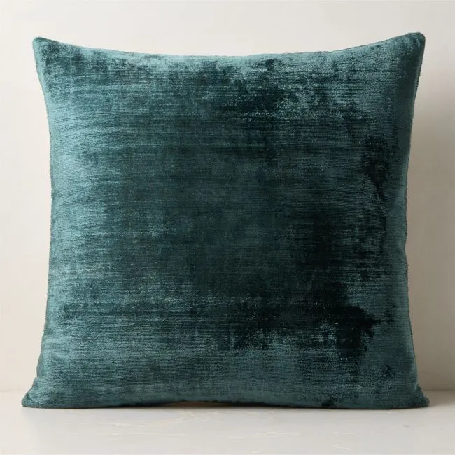 Truette Faded Teal Turkish Silk Throw Pillow Cover 23"x23"