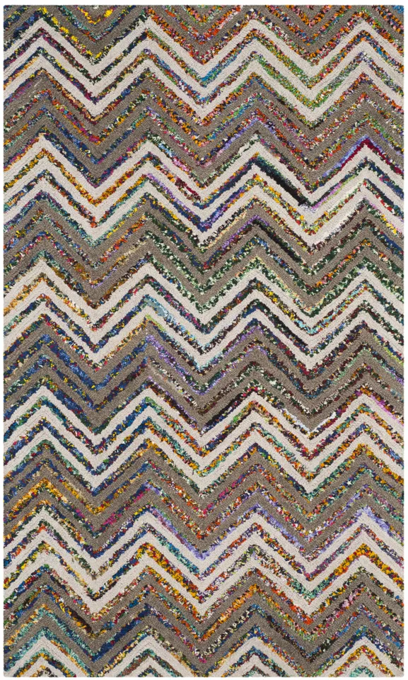 Arlo Home Hand Tufted Area Rug, NAN601B, Beige/Grey,  2' X 3'