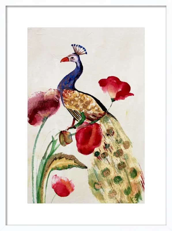 blue gold peacock by Ruti Shaashua for Artfully Walls