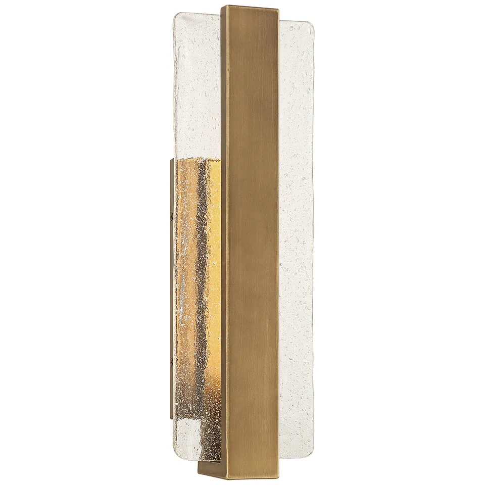 Possini Euro Cascadia 18"H Brass Piastra Glass LED Outdoor Wall Light