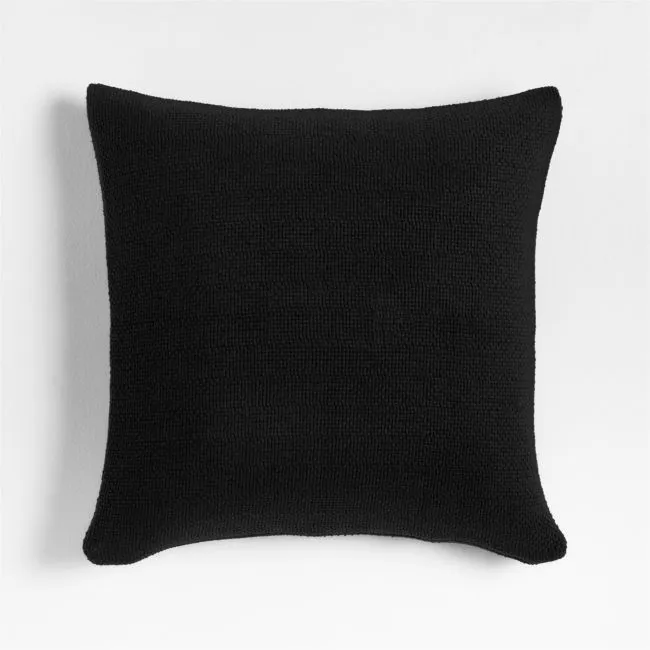 Organic Cotton Basketweave 20"x20" Ink Black Throw Pillow Cover