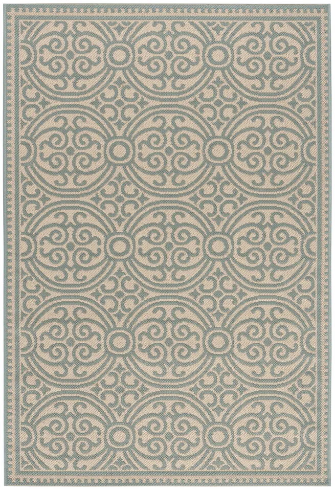 Arlo Home Indoor/Outdoor Woven Area Rug, LND134K, Aqua/Cream,  4' X 6'