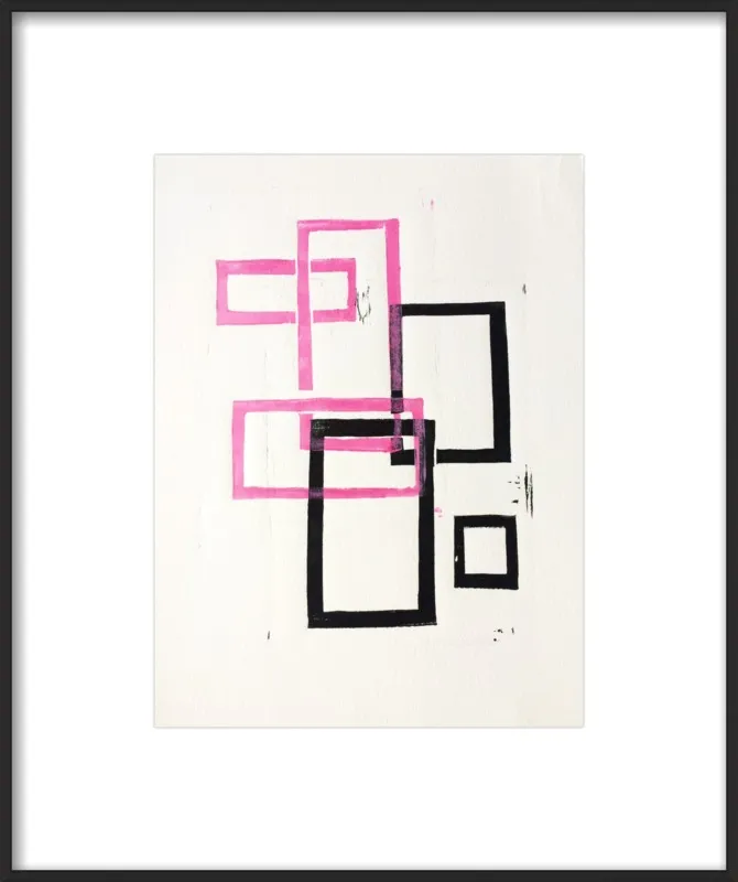 Pink and Black Geometric Squares x2 by Stacy Rajab for Artfully Walls