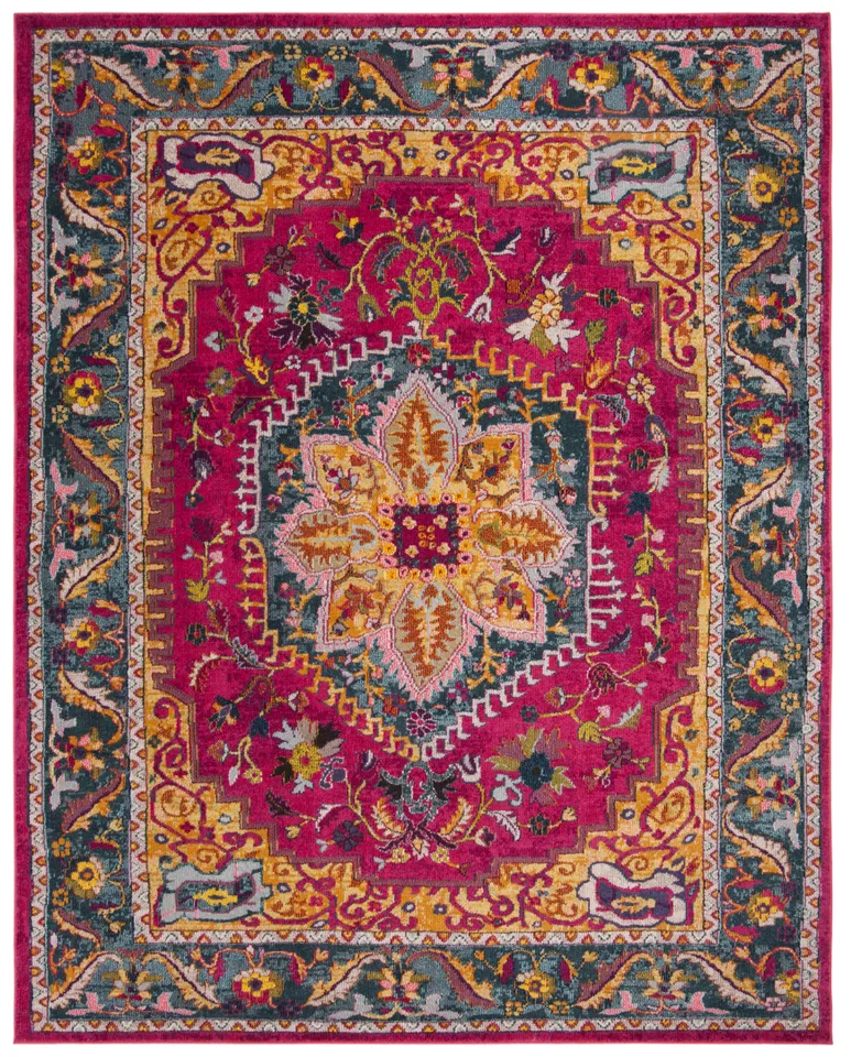 Arlo Home Woven Area Rug, PHX153R, Fuchsia/Blue,  9' X 12'