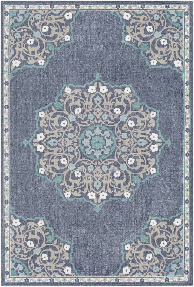 Alfresco Blue Outdoor 8'10" x 12'10" Machine Woven Rug