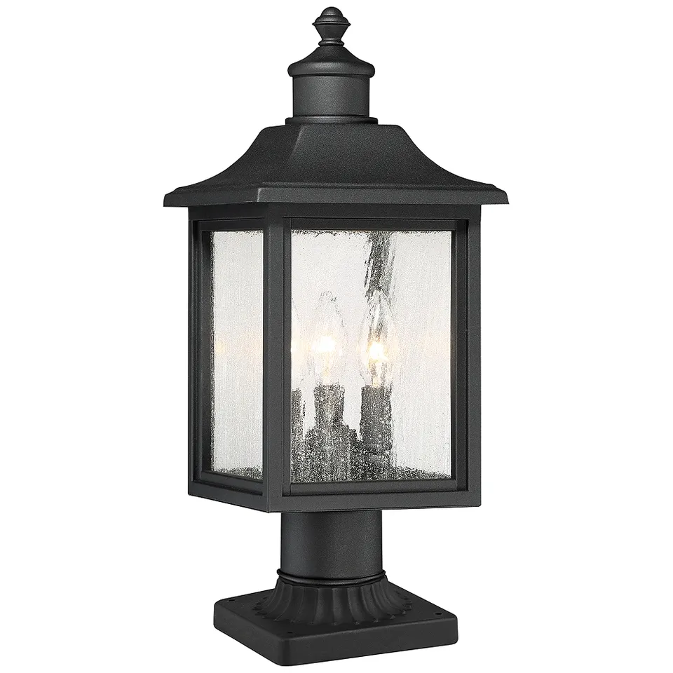 Moray Bay 17" High Black 3-Light Post Light with Pier Mount Adapter