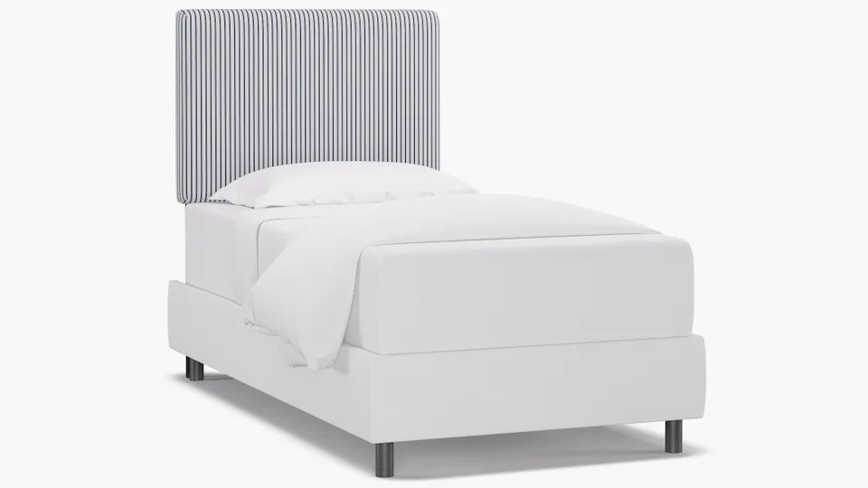 Square Back Headboard, Black Classic Ticking Stripe, Twin