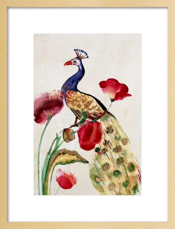blue gold peacock by Ruti Shaashua for Artfully Walls