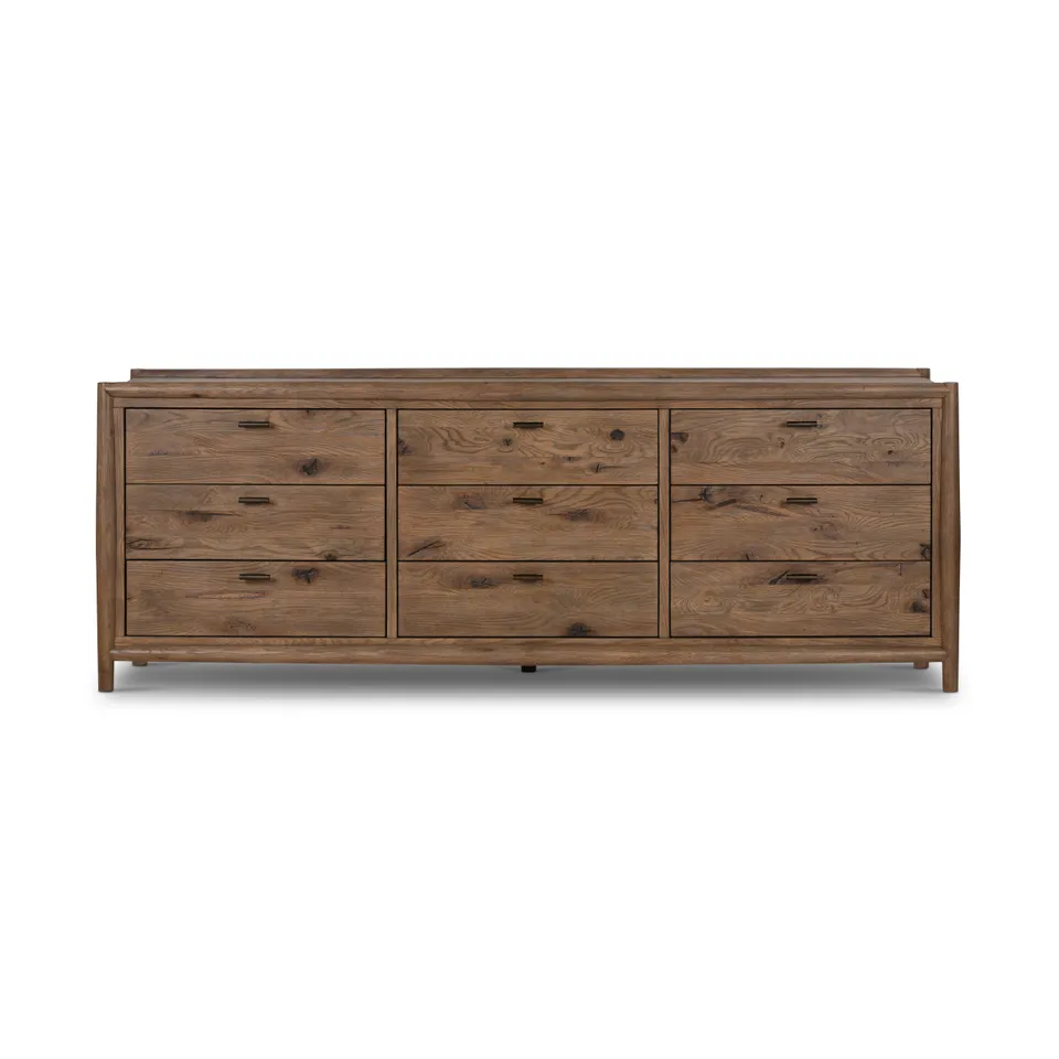 Glenview 9 Drawer Dresser - Weathered Oak Veneer