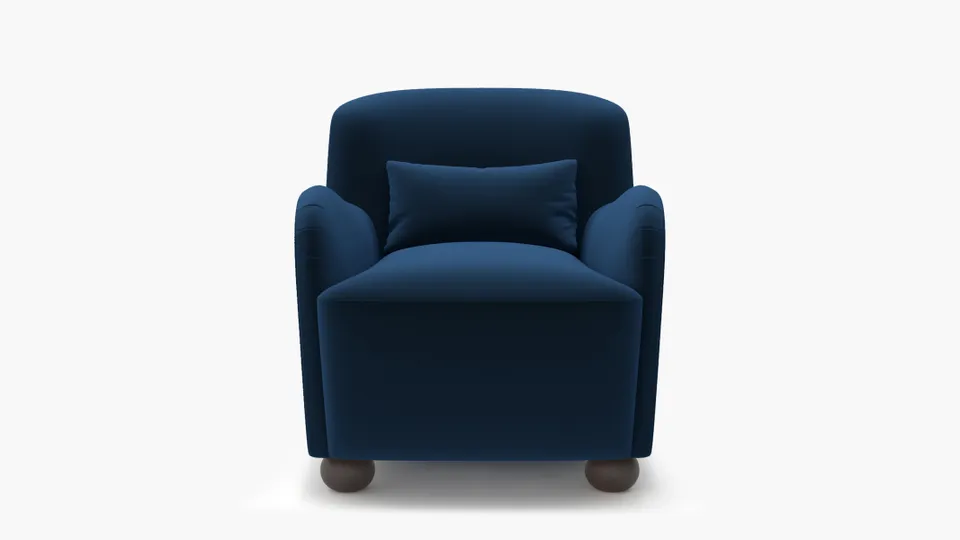 Club Chair, Royal Performance Velvet, Espresso Bun Foot