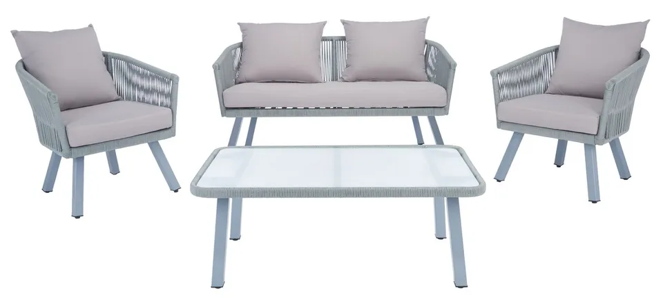 Belmi 4 Piece Rope Living Set - Gray/Gray