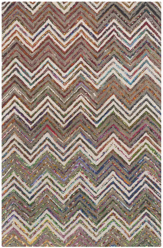 Arlo Home Hand Tufted Area Rug, NAN601B, Beige/Grey,  5' X 8'