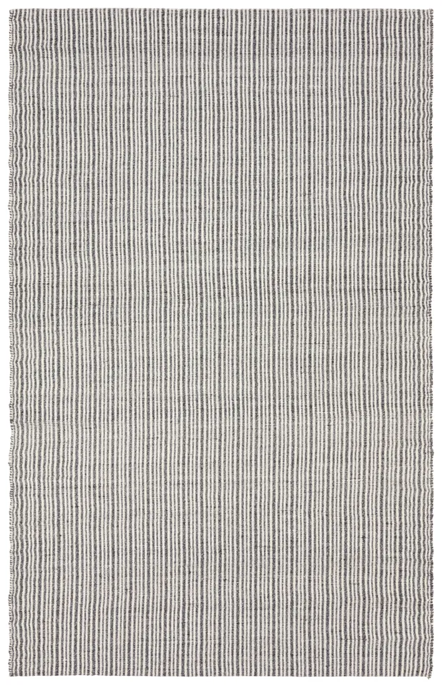 Jeston NAK02 Handmade Stripes Black and White Area Rug (8'6"x11'6")