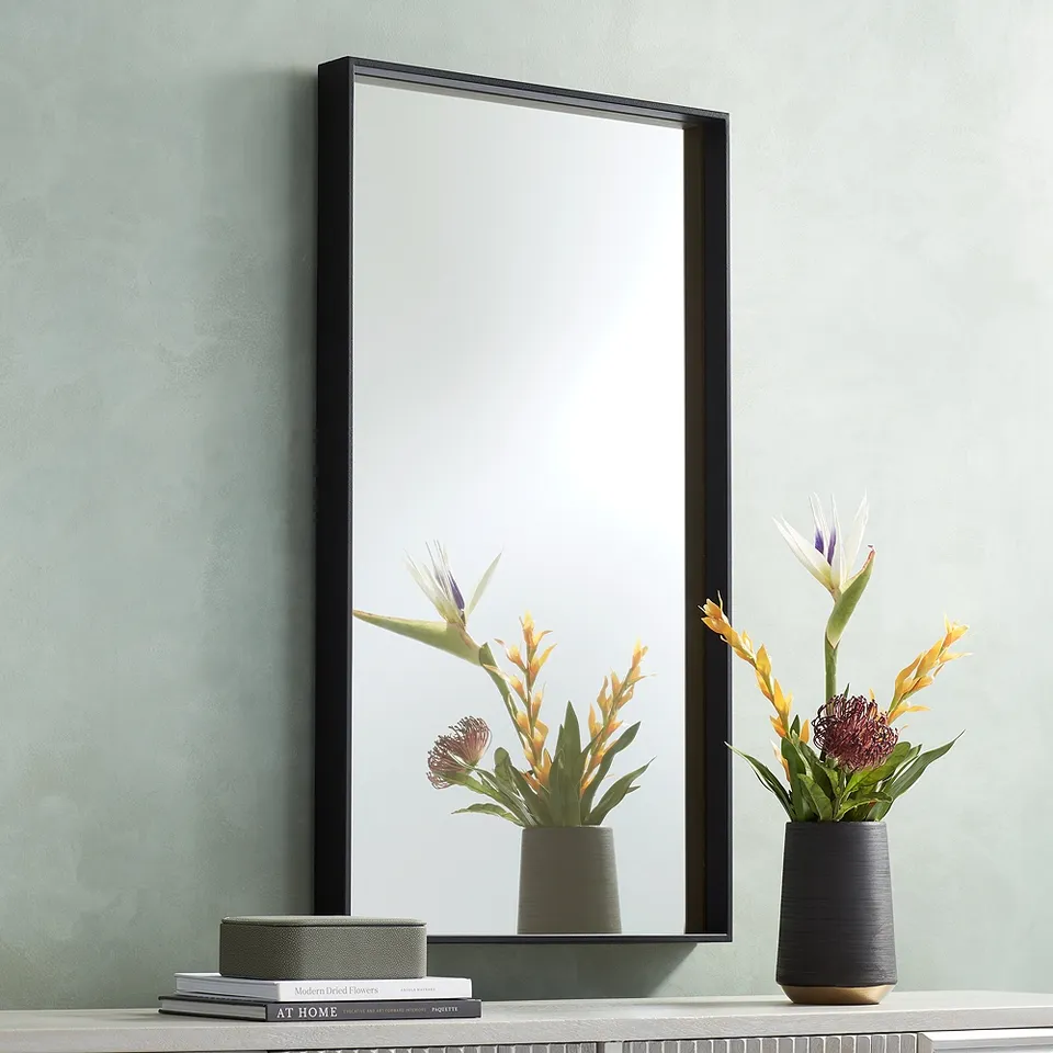 Uttermost Delaney Matte Black 24"x42" Rectangular Wall Mirror