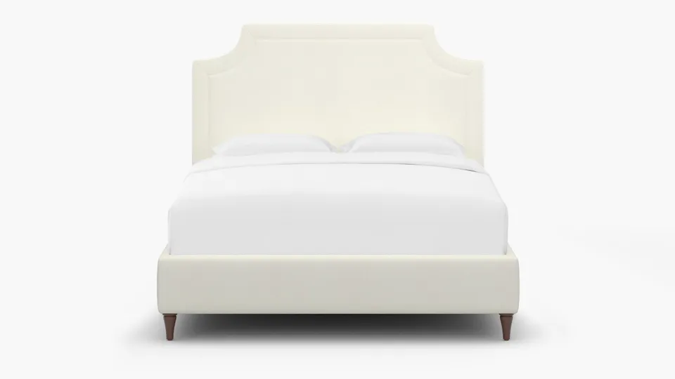 Deco Bed, Sheepskin, Walnut Decorative Tapered Leg, King