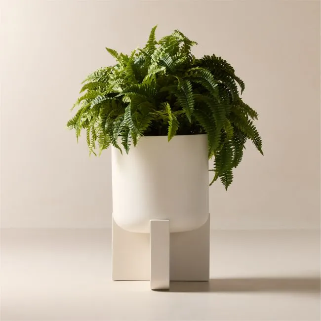 Verro White Cement Standing Planter Wide