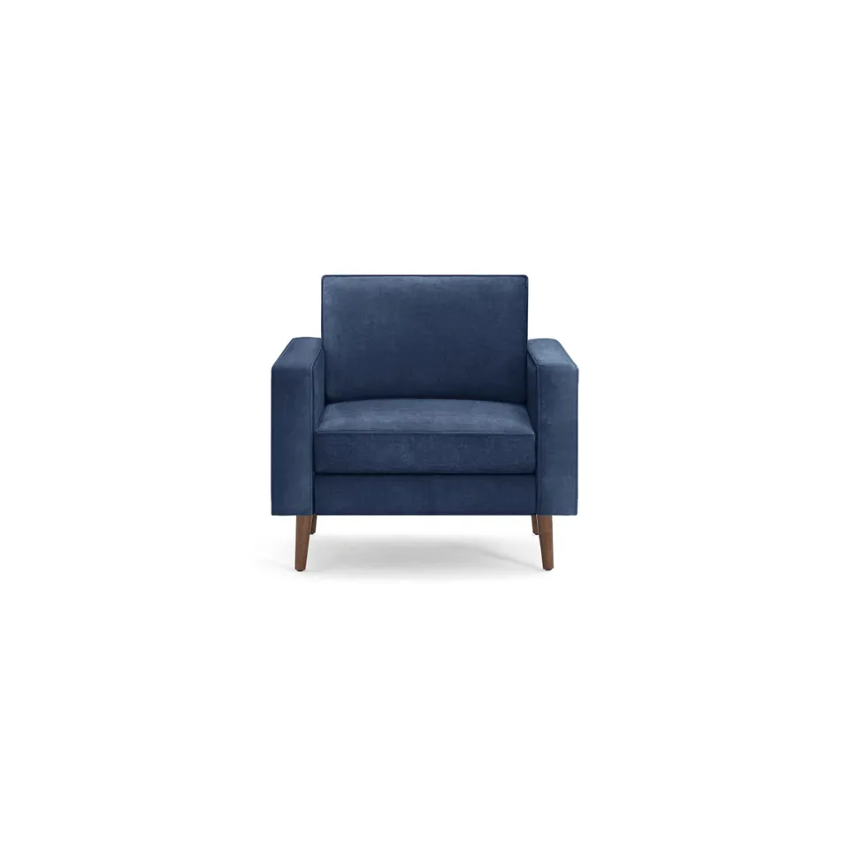 Nomad Velvet Armchair - Midnight - Performance Velvet / Walnut - Wood