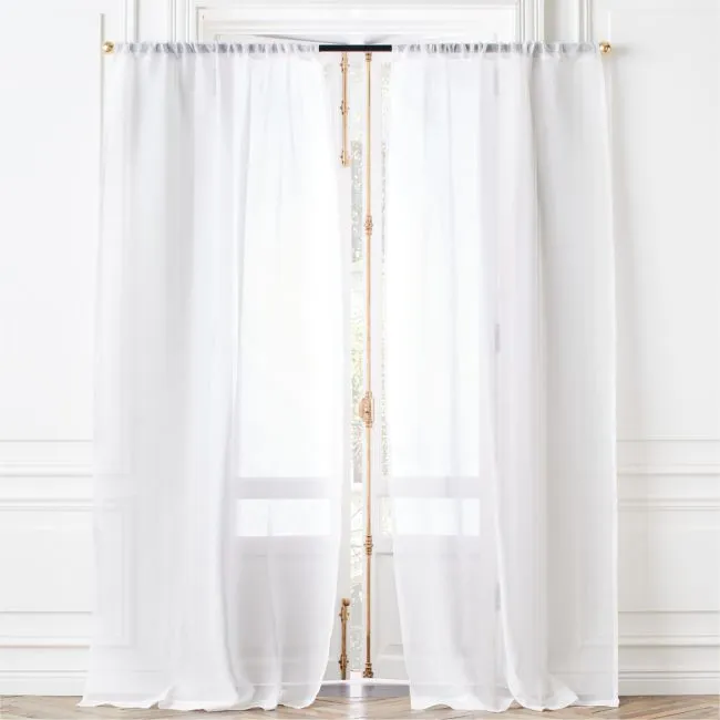 White Linen Sheer Window Curtain Panel 48"x108"