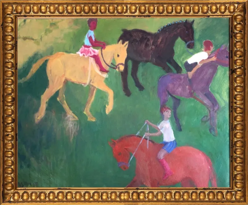 Four Horses, Three Riders by Megan Williamson for Artfully Walls