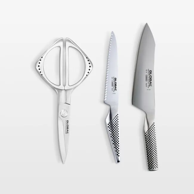 Global ® Classic 3-Piece Chef's Knife, Utility Knife and Shears Set