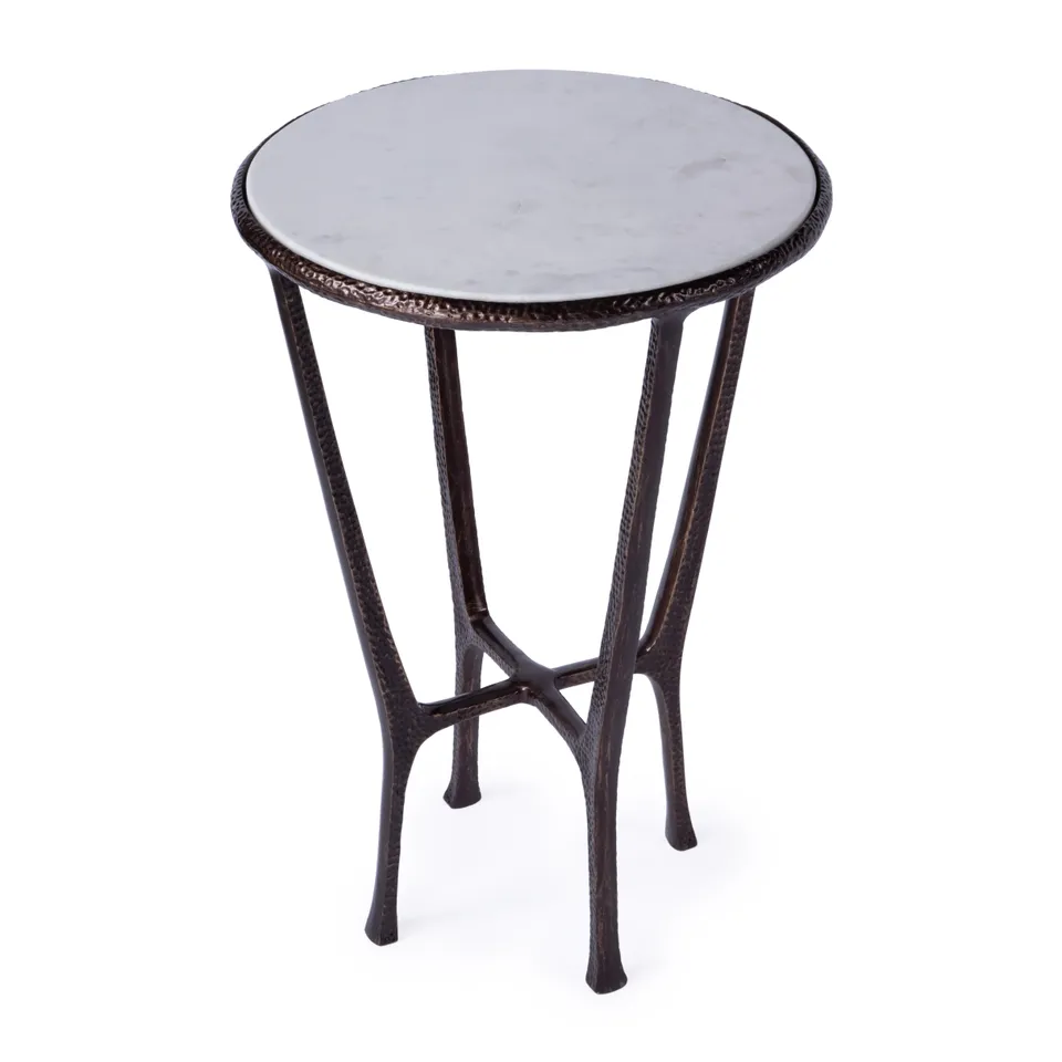 Lania Metal & Marble Outdoor Side Table