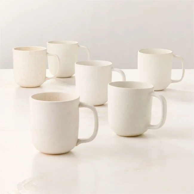 Drift Ivory Mugs with Matte Reactive Glaze 12oz Set of 6