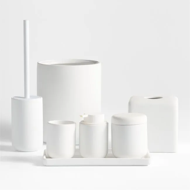 Varick White Silicone Coated Bath Collection, Set of 7
