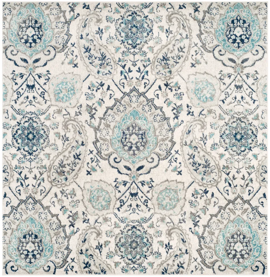 Arlo Home Woven Area Rug, MAD600C, Cream/Light Grey,  4' X 4' Square