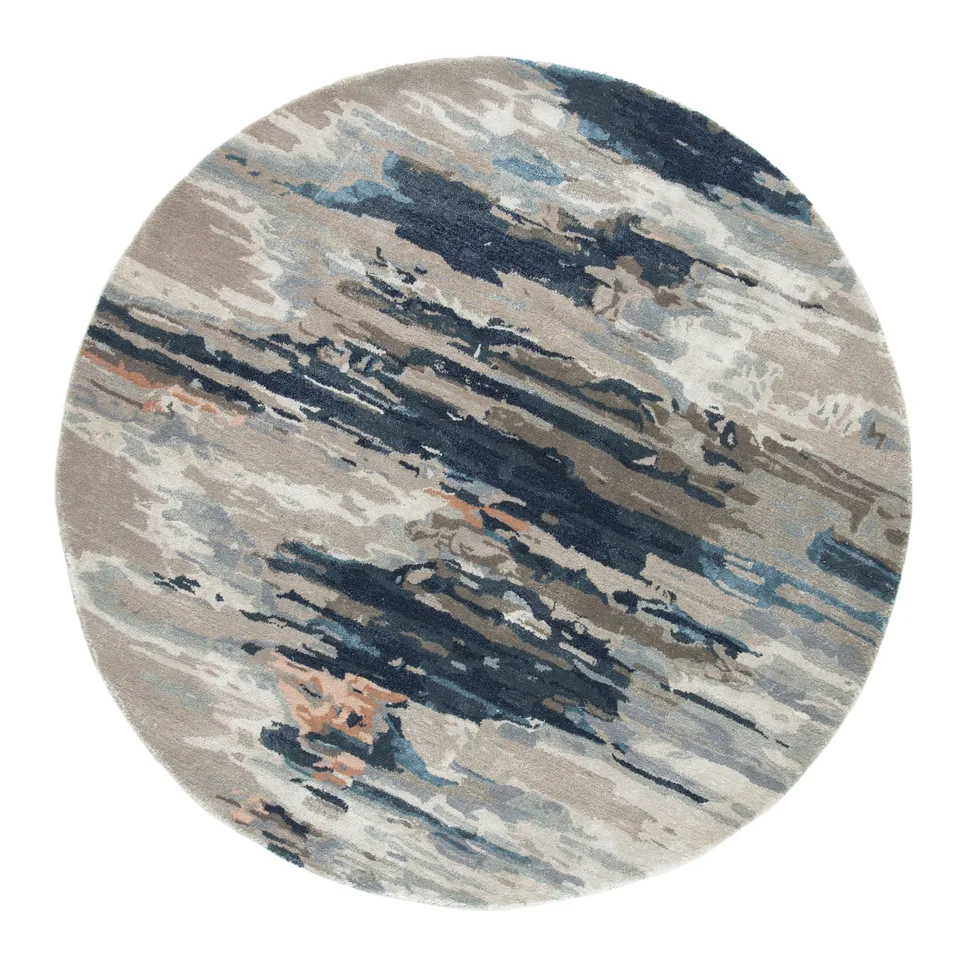 Ryenn Handmade Abstract Blue/ Pink Round Area Rug (8' RND)