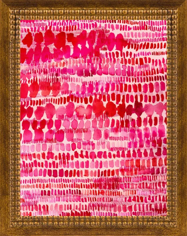 Pink and Red Watercolor Patterns Wall Art  by Paula Mills for Artfully Walls