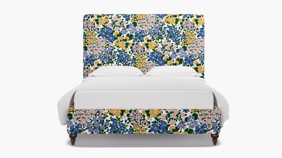 Classic Bed, Lavender Million Flowers, Espresso Traditional Turned Leg, Twin