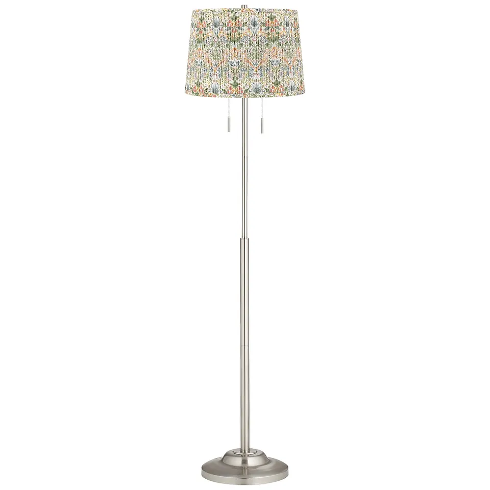 Abba Brushed Steel Floor Lamp with Multi-Color Shade