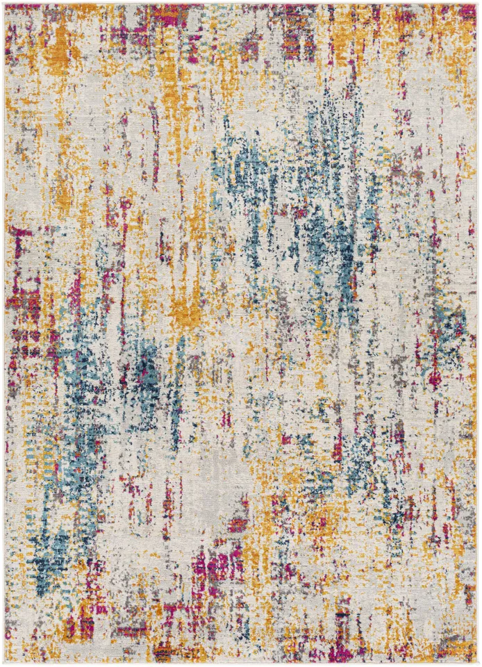 Floransa Beige Indoor 5'3" x 7'1" Machine Woven Rug