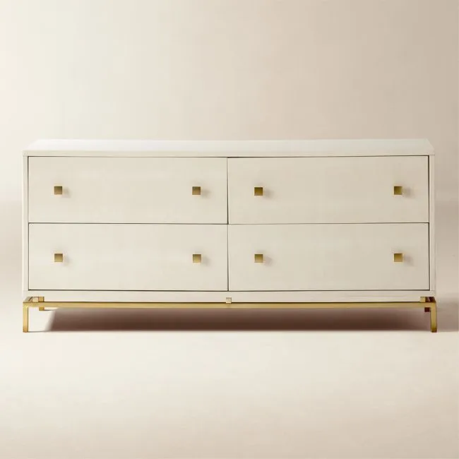 Shagreen 58" Warm White 4-Drawer Dresser