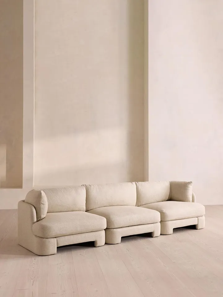 Odell Sectional Sofa, Four Seater, Textured Linen, US