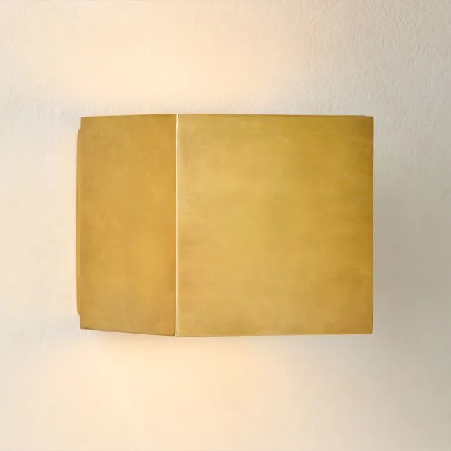 Cubelite Indoor/Outdoor Aged Brass Wall Sconce 4" by Bill Curry