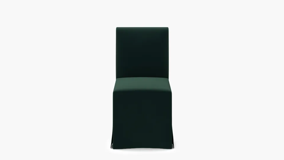 Slipcovered Signature Dining Chair, Spruce Performance Plush Velvet