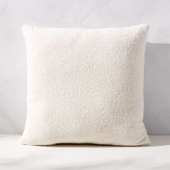 Silves White Performance Boucle Outdoor Throw Pillow 20''x20"