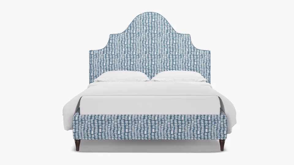 Statement Bed, Dusty Blue Odalisque, Espresso Decorative Tapered Leg, Twin