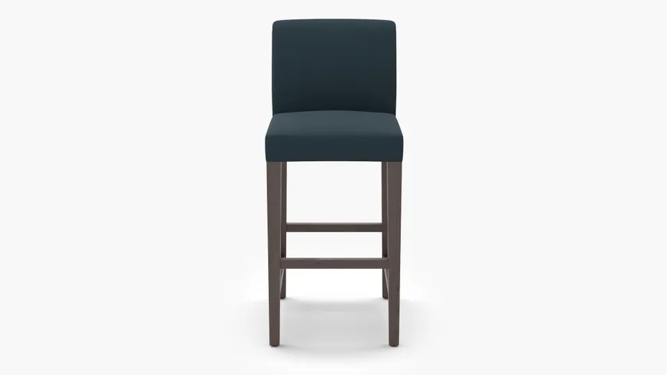 Signature Dining Bar Stool, Navy Everyday Linen, Espresso Square Tapered Leg