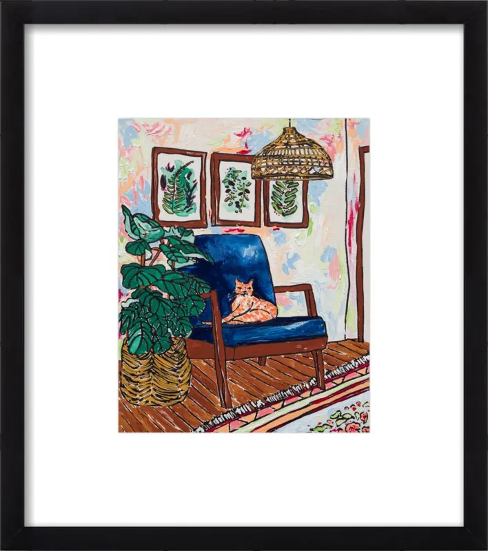 Ginger Cat in Mid Century Chair by Lara Lee Meintjes for Artfully Walls