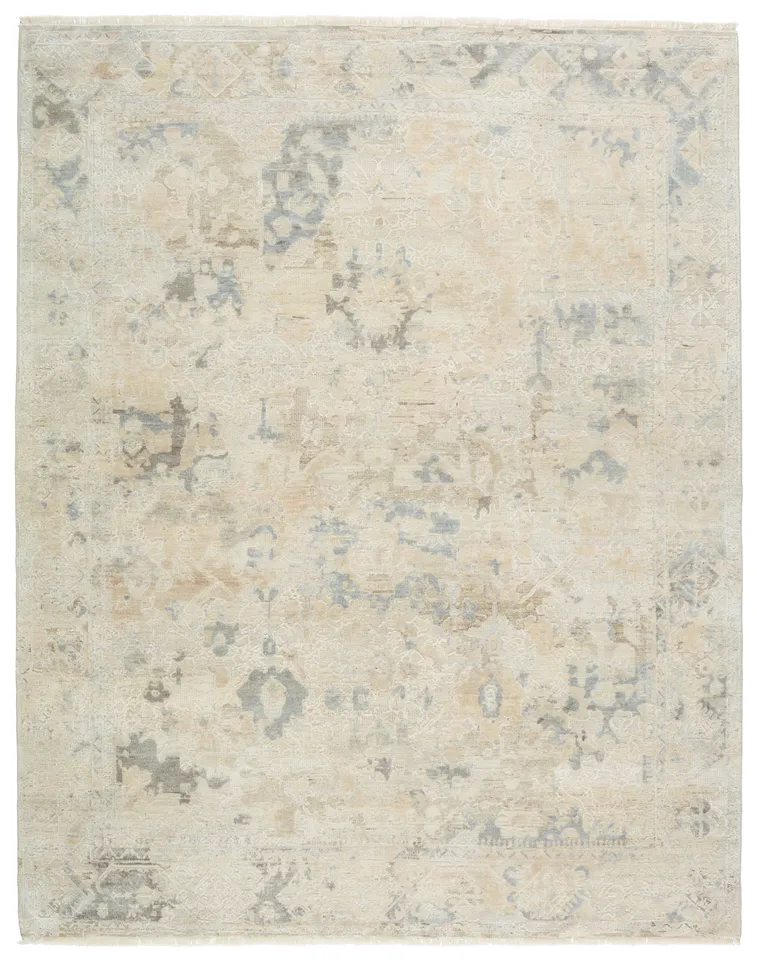 Designer Edit Fernweh Hand-Knotted Medallion Ivory/ Gray Area Rug (10'X14')