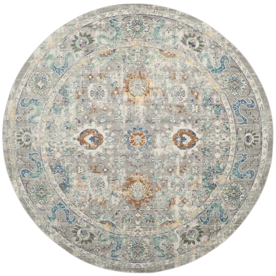 Arlo Home Woven Area Rug, MYS924R, Grey/Multi,  6' 7" X 6' 7" Round