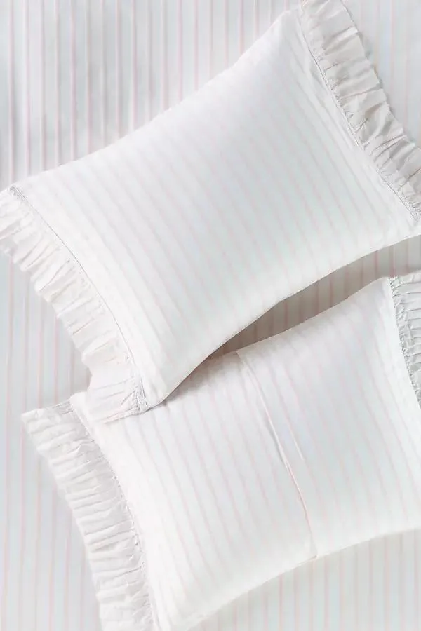 Organic Cotton Spa Sateen Ruffled Shams, Set of 2