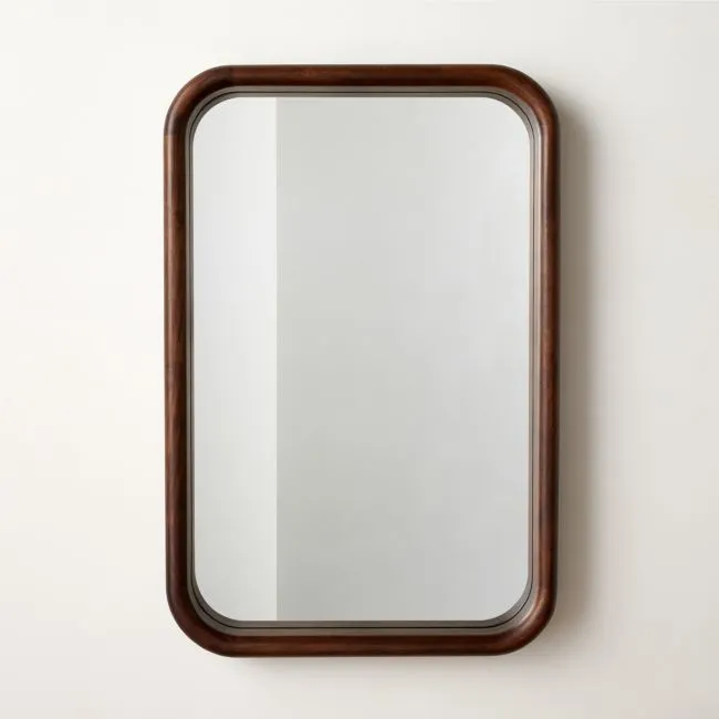 Saone Acacia Wood Rectangular Wall Mirror 24"X36"