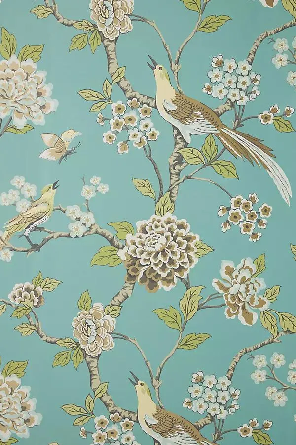Fanciful Floral Bird Wallpaper
