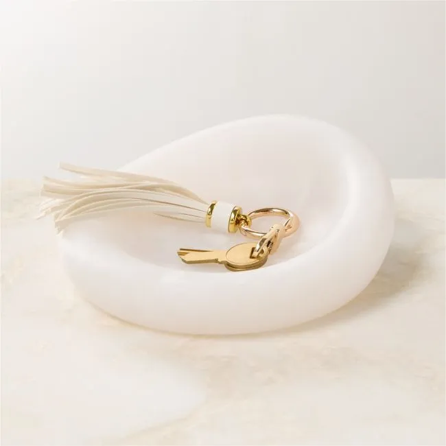 Anya White Swirled Resin Catchall Dish