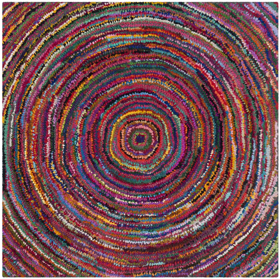 Arlo Home Hand Tufted Area Rug, NAN315A, Multi,  4' X 4' Square