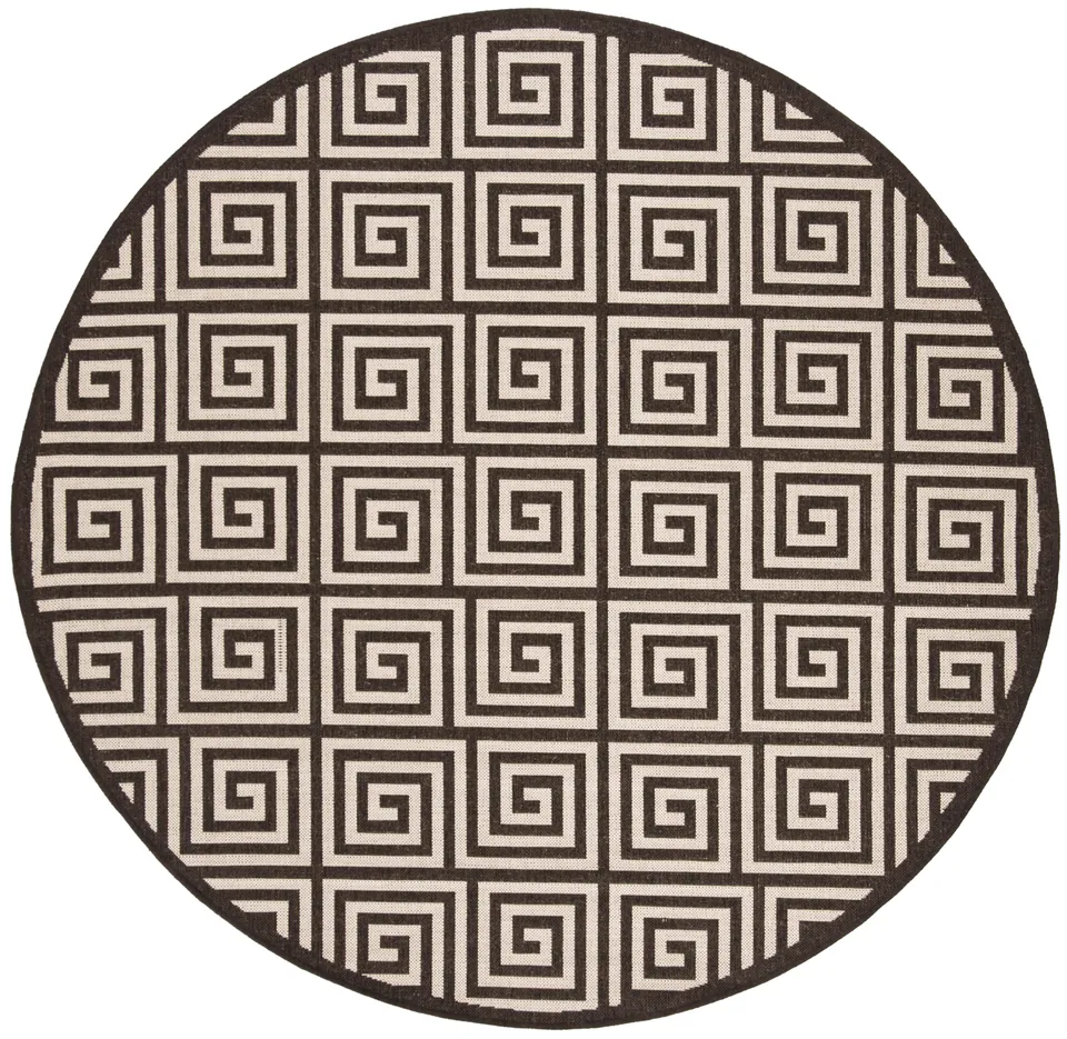 Arlo Home Indoor/Outdoor Woven Area Rug, LND129B, Natural/Brown,  6' 7" X 6' 7" Round