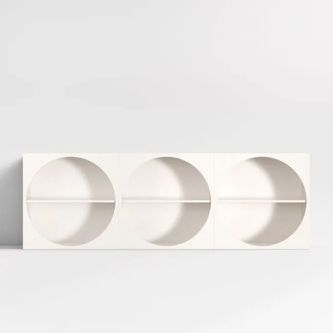 Twiggy 90" Modular Glossy Ivory Kids Open Bookcases, Set of 3